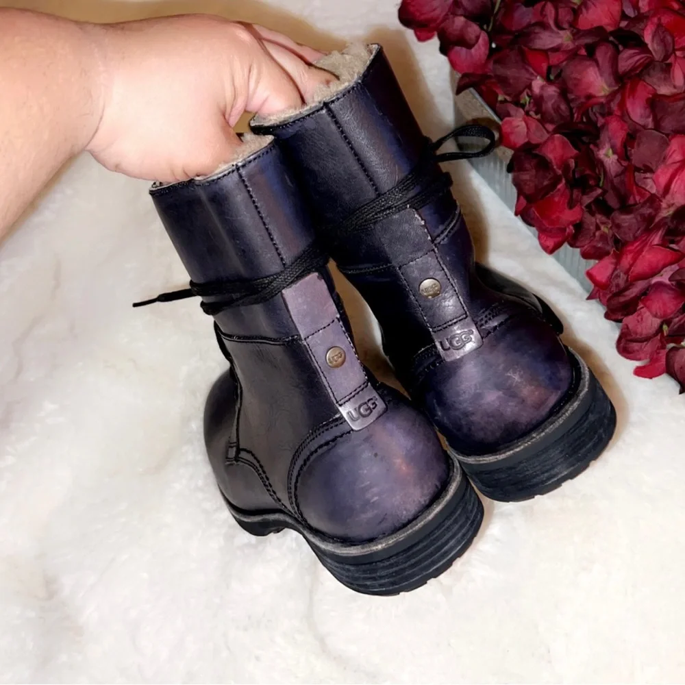 🆕UGG Men’s Leather Fur Lined Combat Boot